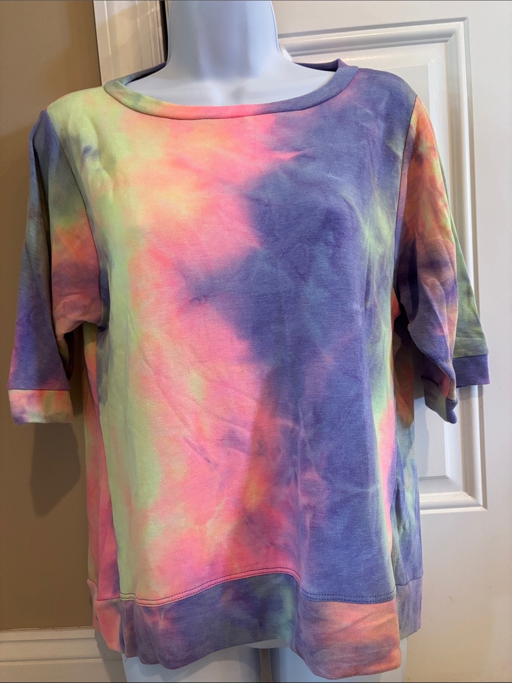 Emerald Pastel Tie-Dye Short Sleeve Pullover - Pink, Purple, Green
